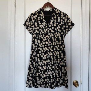 Daisy print button down vintage style mini dress